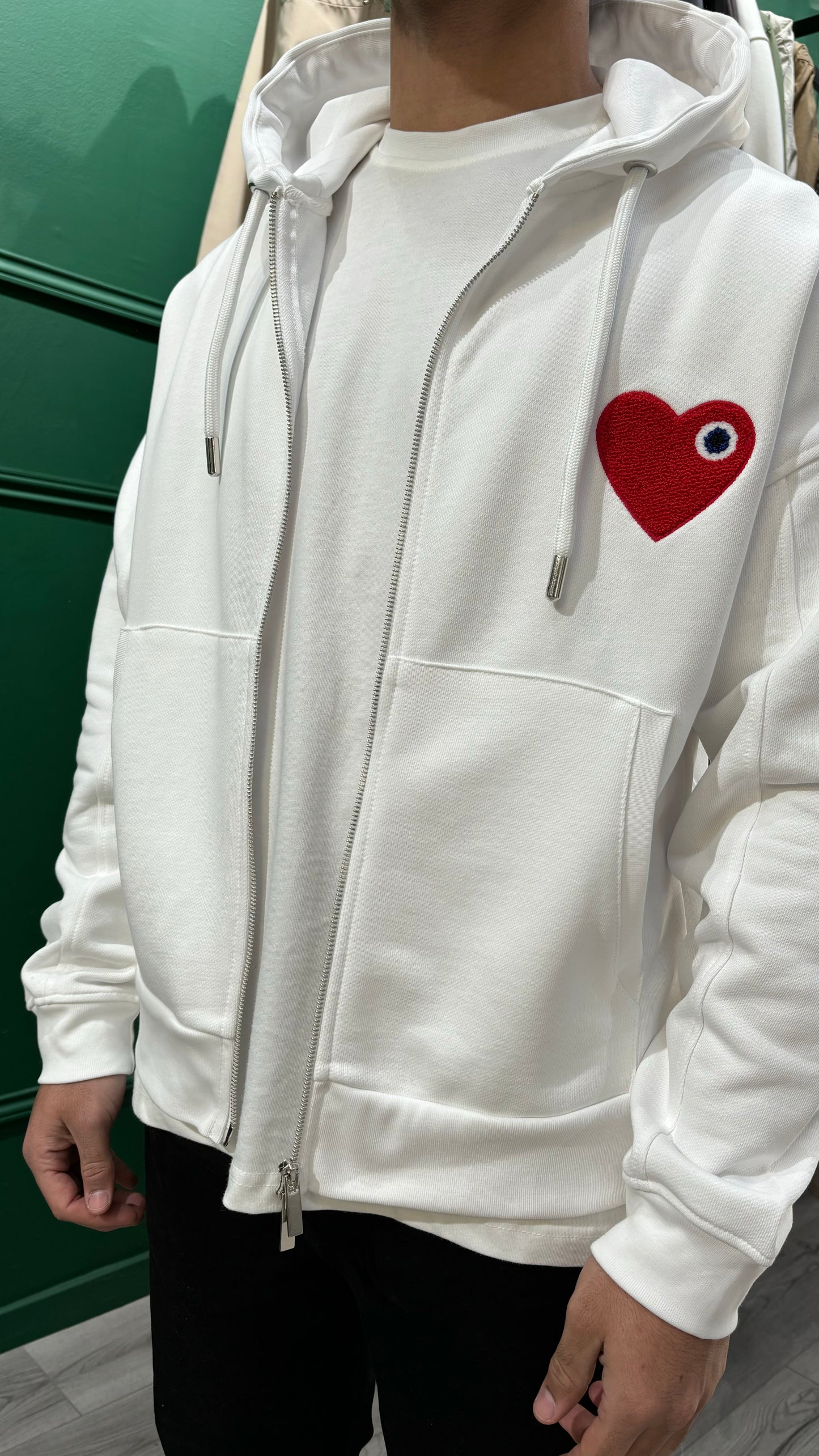 VESTE TINDER - WHITE/RED