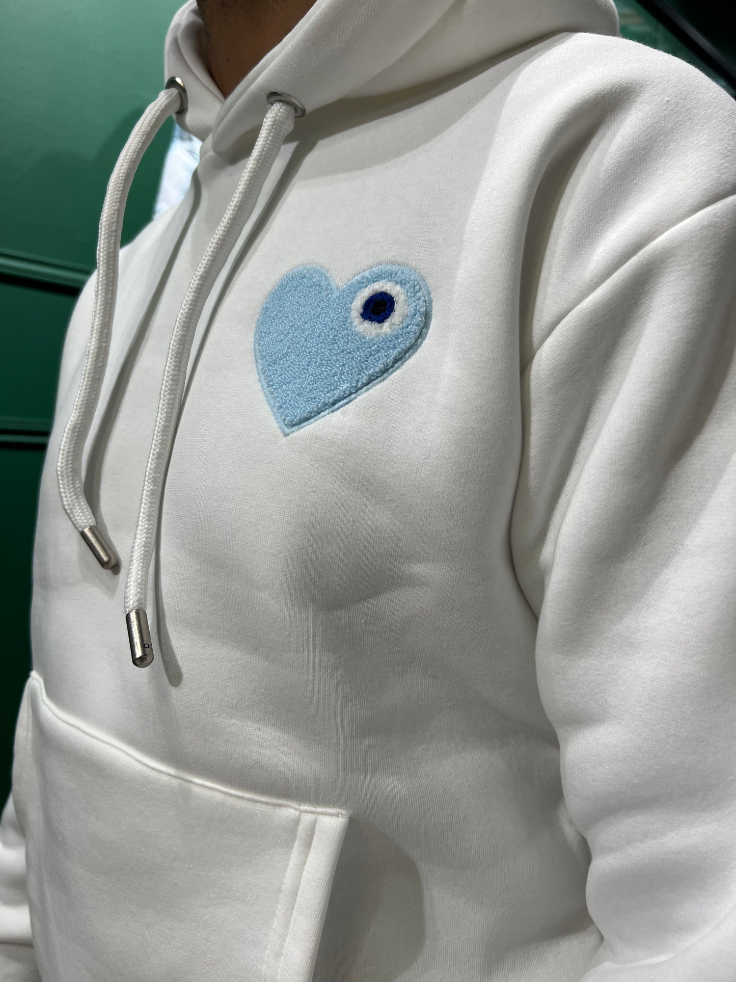 SUDADERA TINDER - BLANCO / AZUL