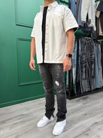 Load image into Gallery viewer, ZIPPED JEANS - BLACK BLUSE
