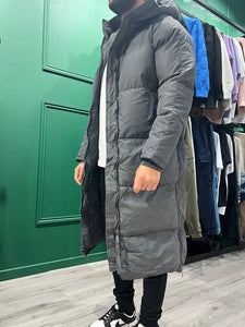 CHAQUETA DE PLUMAS LARGA - GRIS